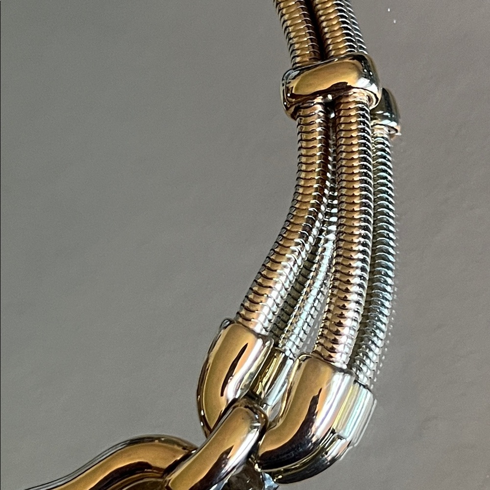 Vintage Monet Bold Link Gold Double Snake Chain Necklace 1960’s-1970’s - Picture 11 of 12